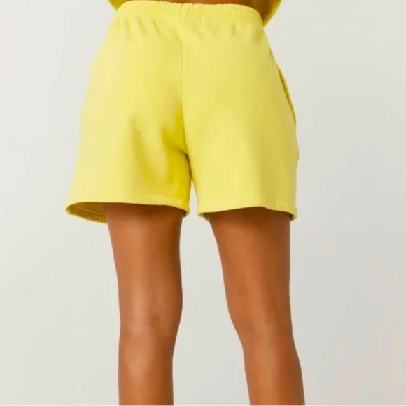Daydreamer Ransom Note Hi-Frequency BF Boyfriend Sweat Shorts in Citron Yellow - Picture 2 of 8